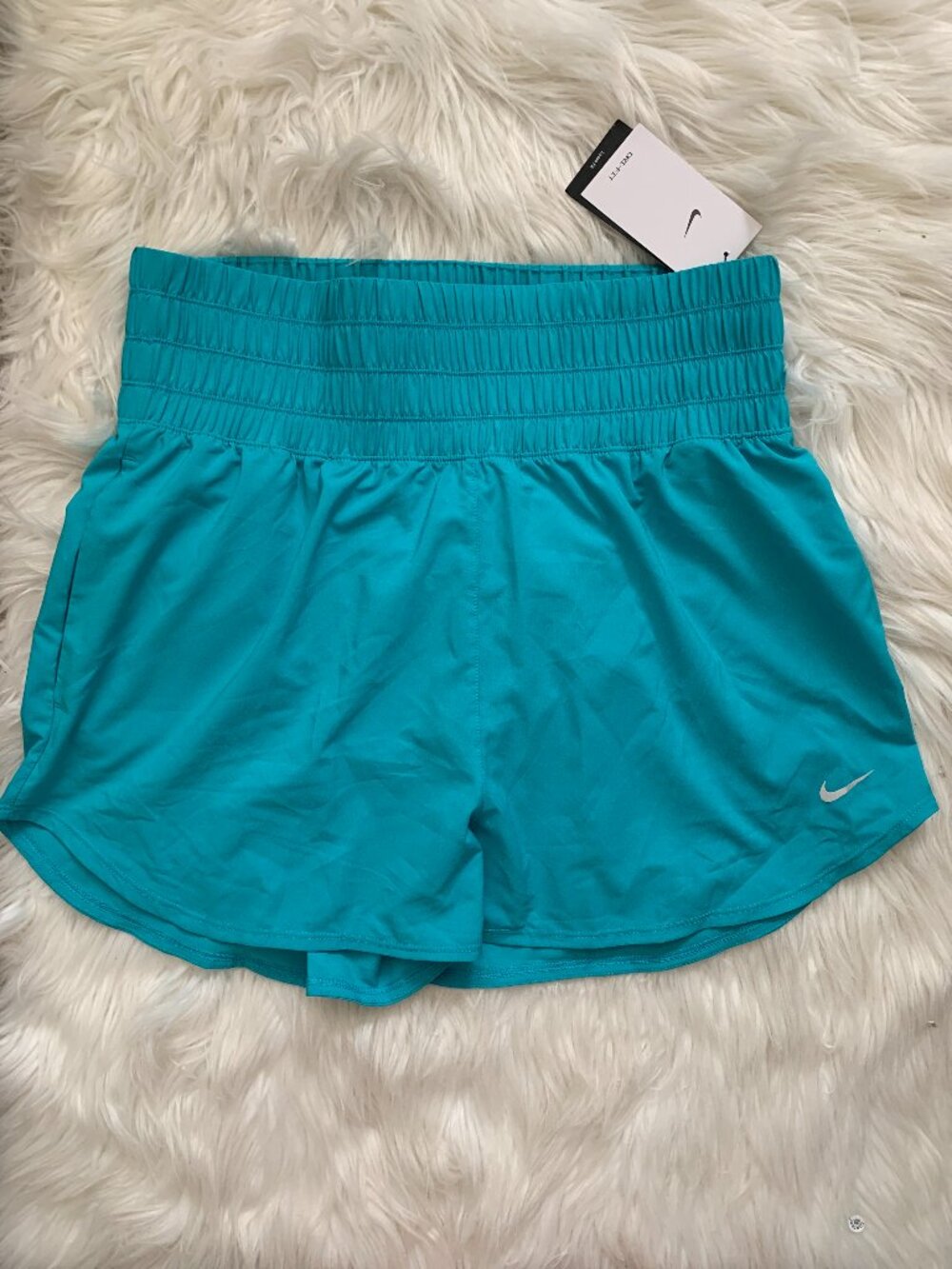 NIKE ONE Ultra High Waisted Brief Lined Shorts in Dusty Cactus Sz LARGE